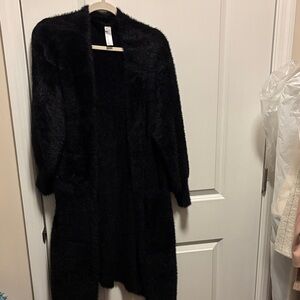 Black Fuzzy Open Cardigan